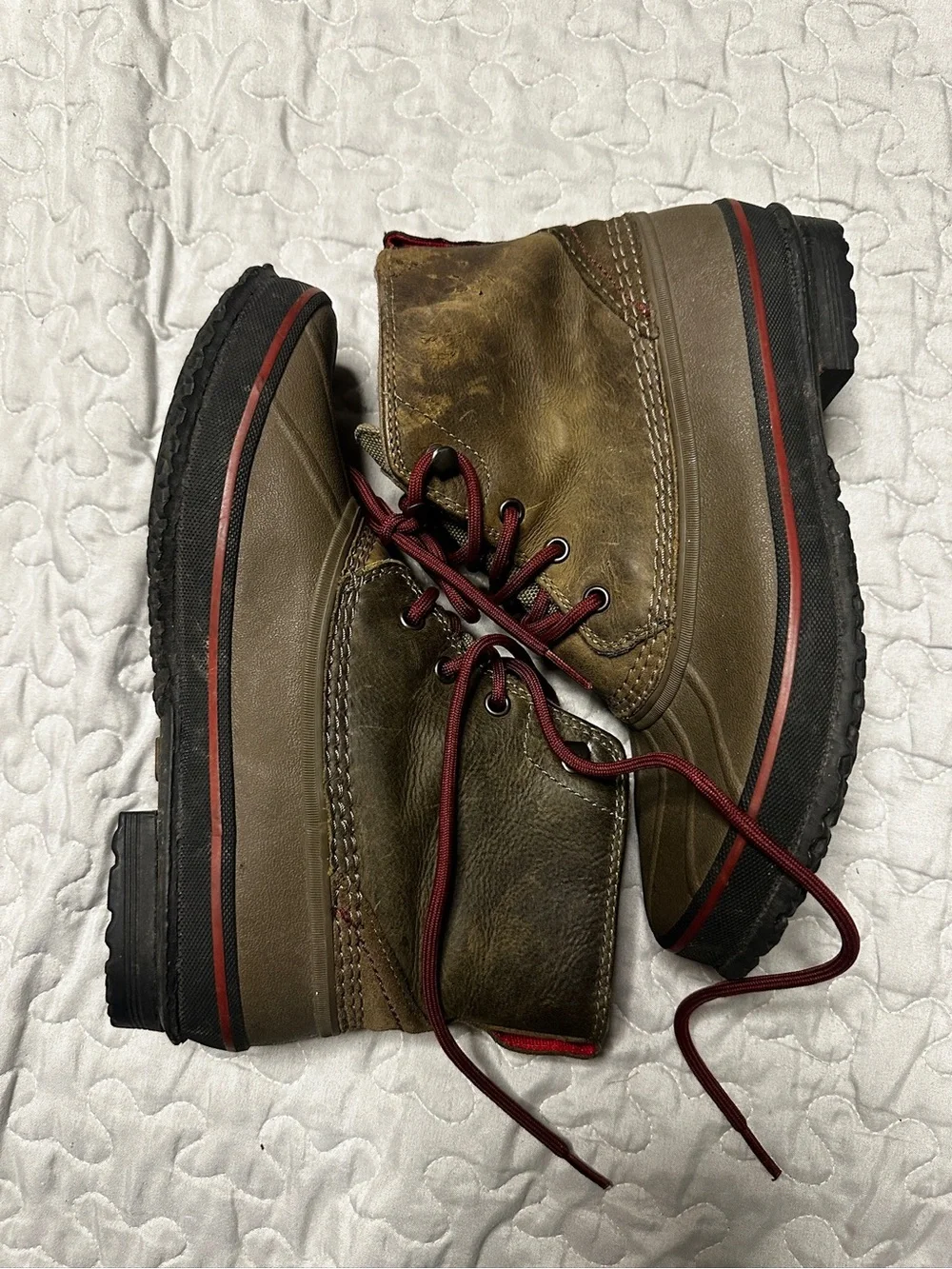 UGG Brown Leather Rain & Snow Boots with Red Trim